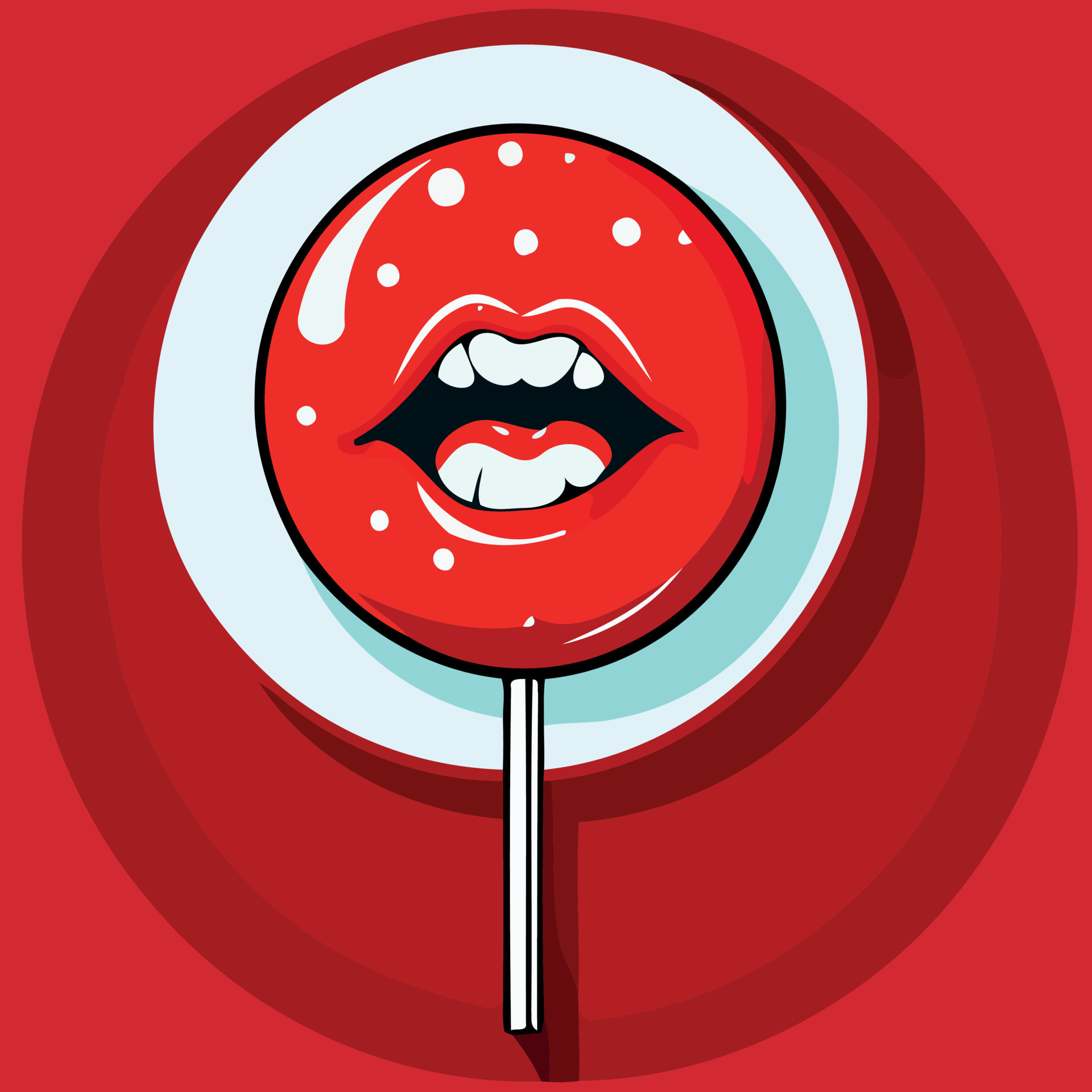 red lollipop with female lips and red background 21780378 Vector Art at