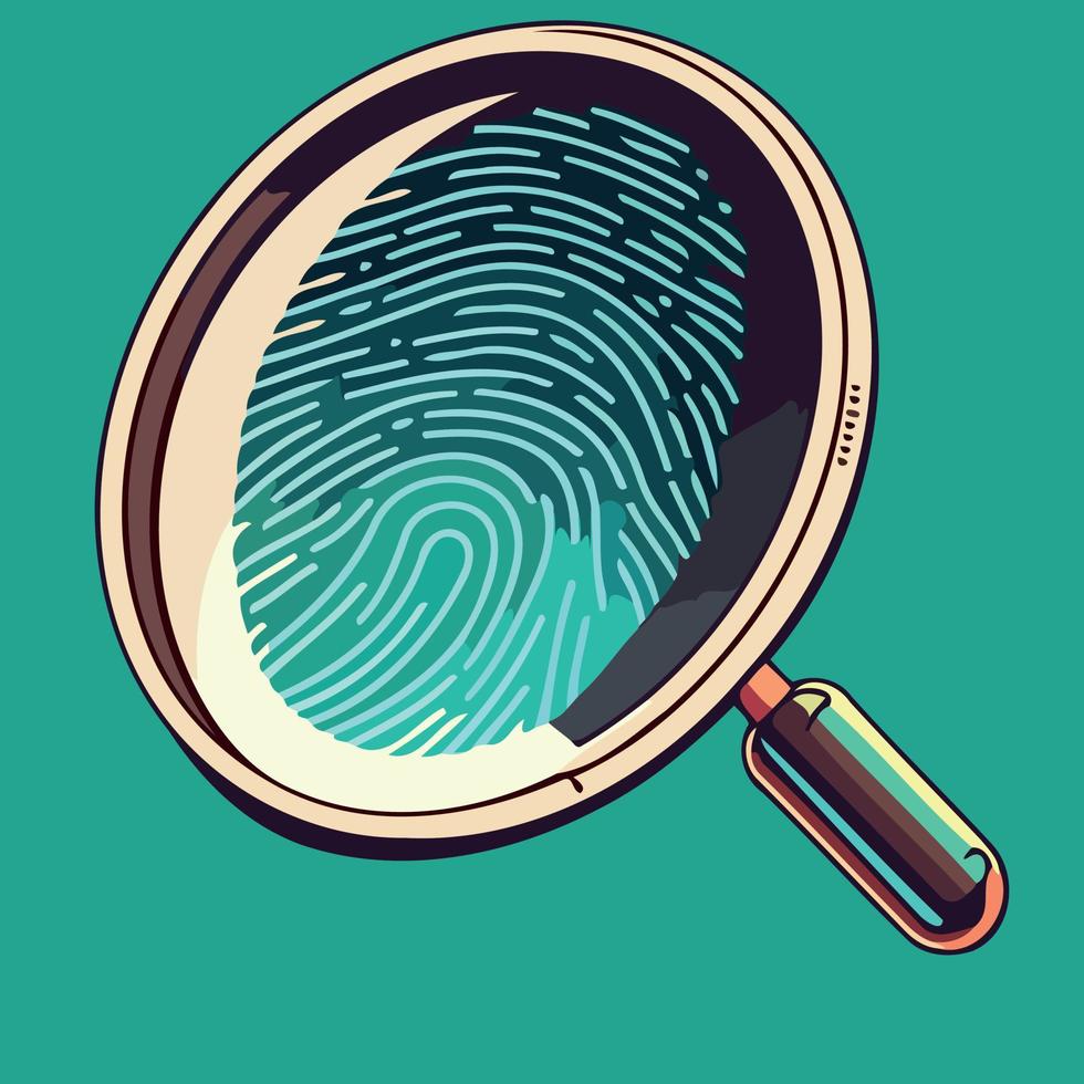 magnifying glass object enlarging fingerprint vector