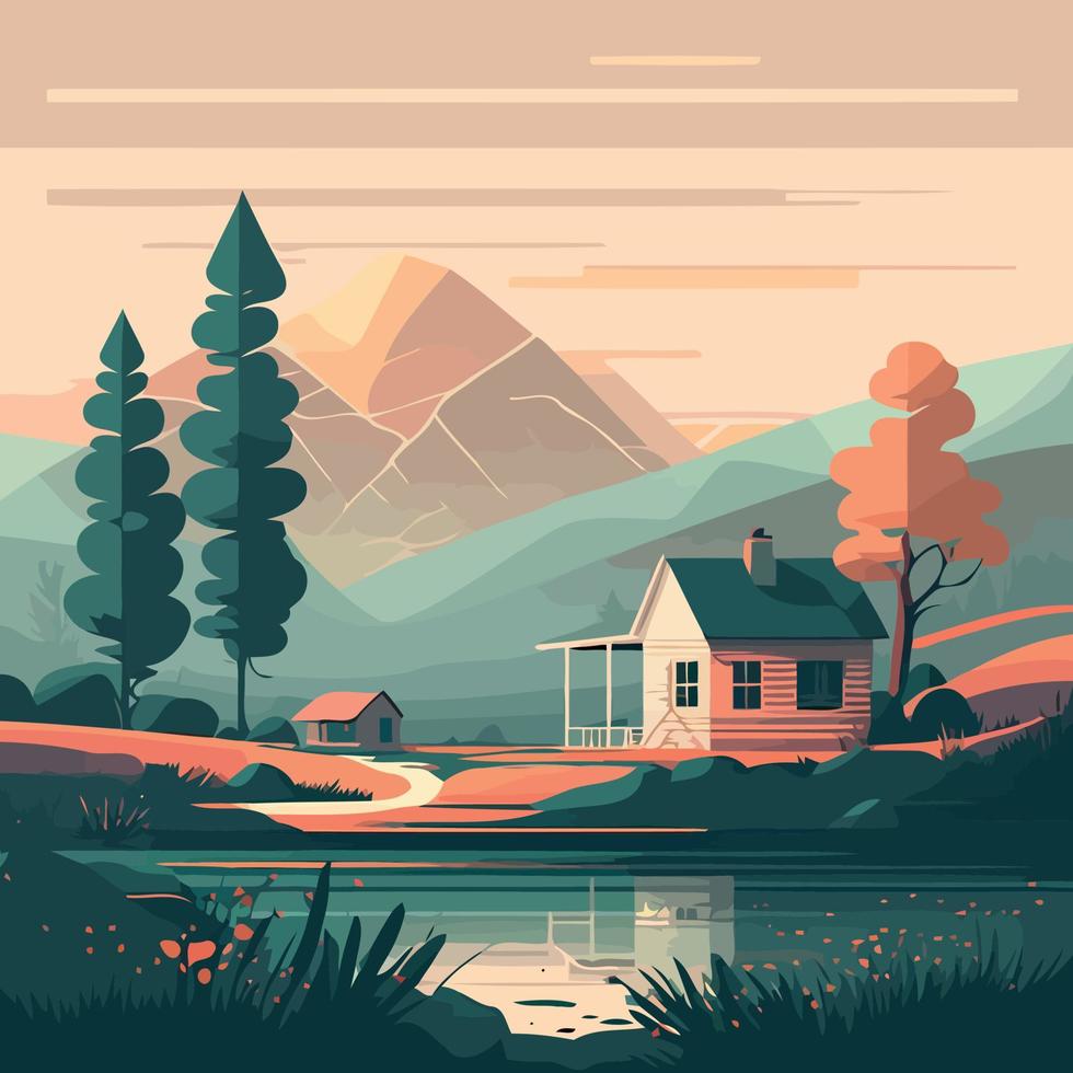 peaceful natural landscape vector