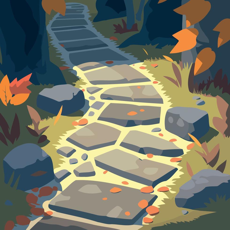 path with stone tiles vector