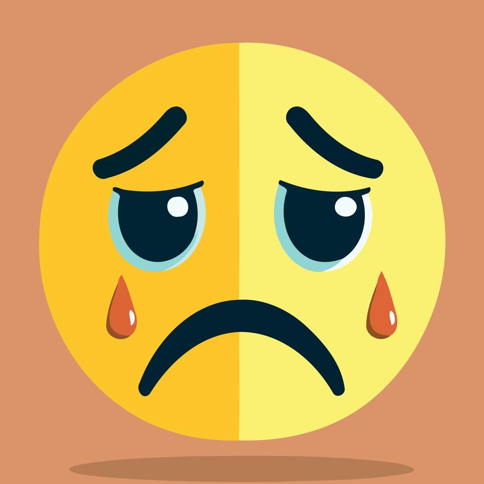 yellow round face representing sad feeling vector