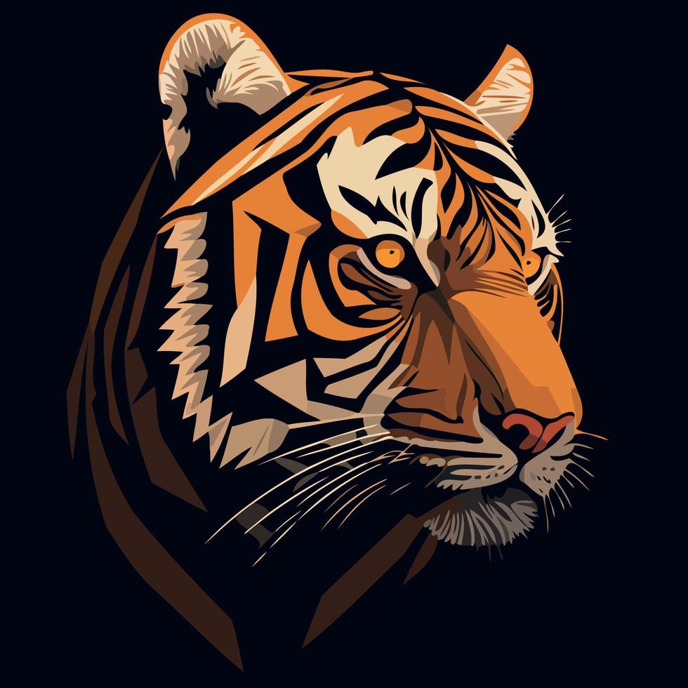 common tiger feline mammal animal face vector