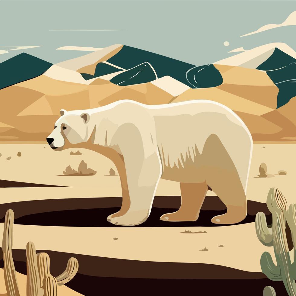polar bear in the desert vector