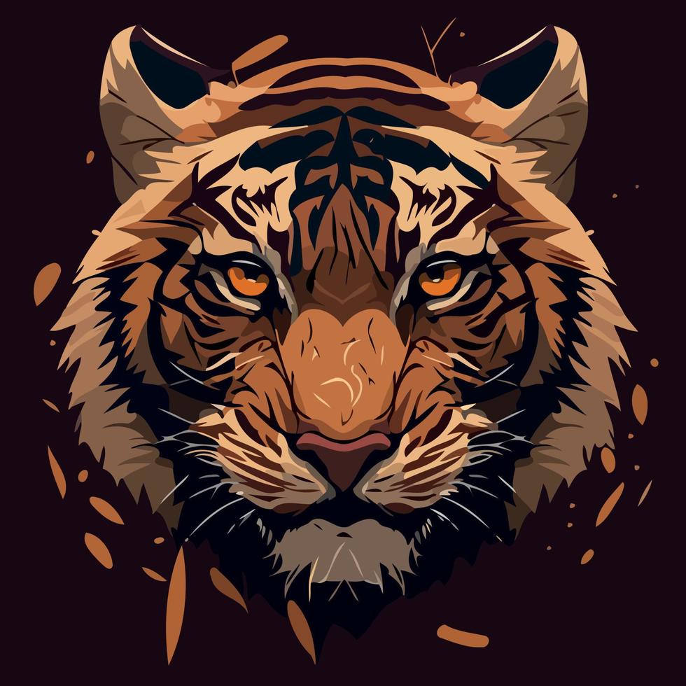 common tiger feline mammal animal face vector