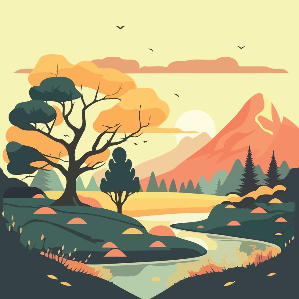 peaceful natural landscape vector