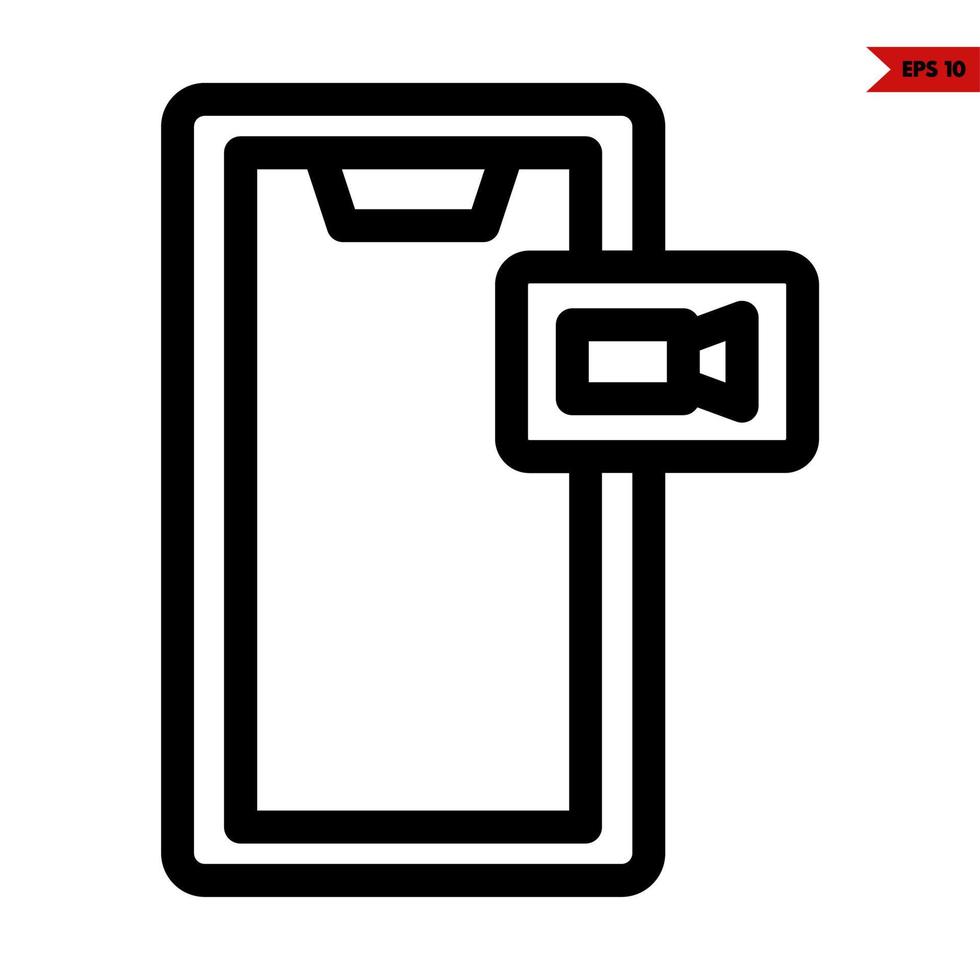 mobile phone with camera video in frame line icon vector