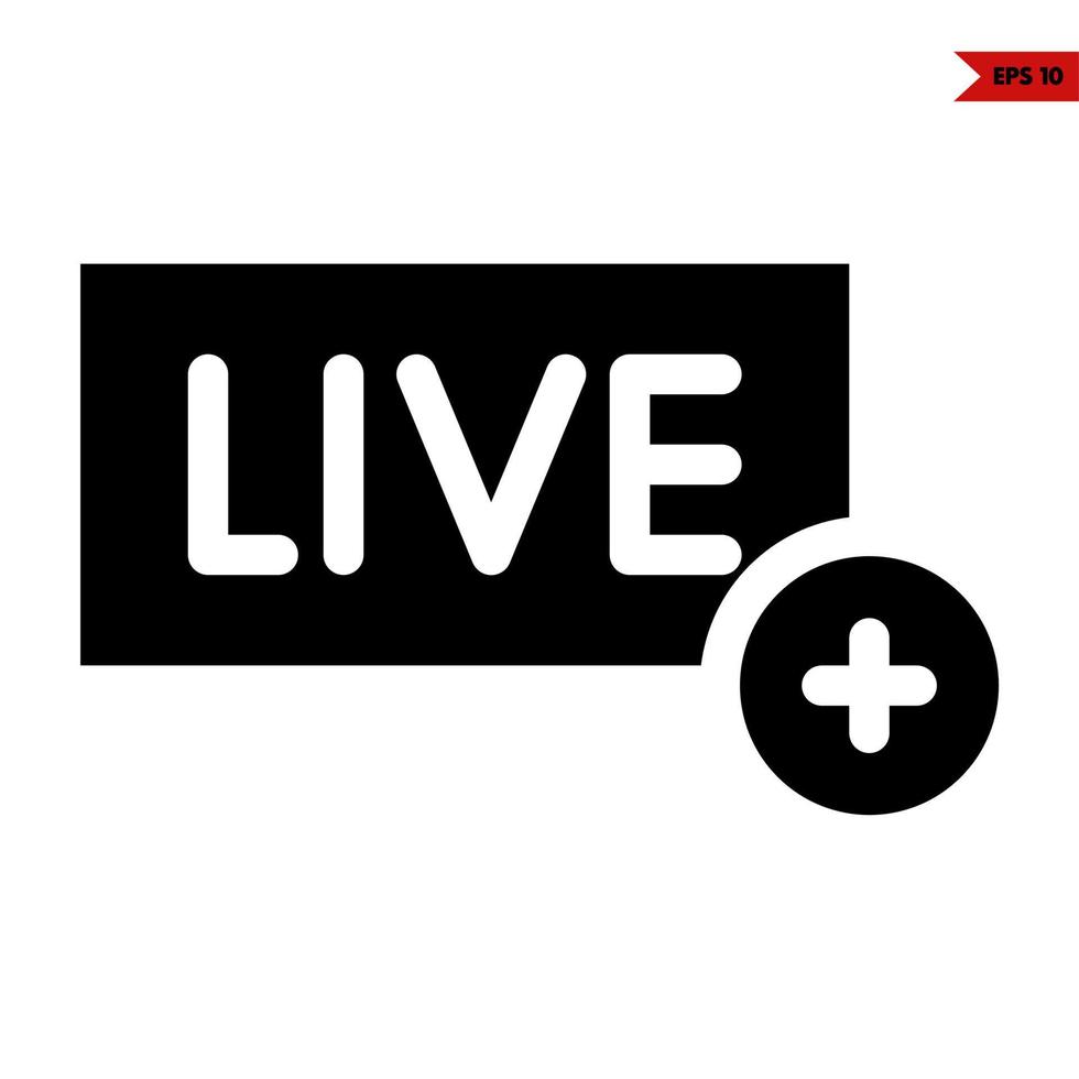 live in frame with plus in button glyph icon vector