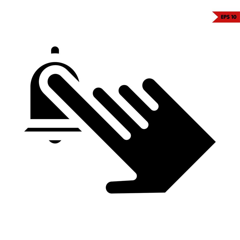 mano con campana glifo icono vector