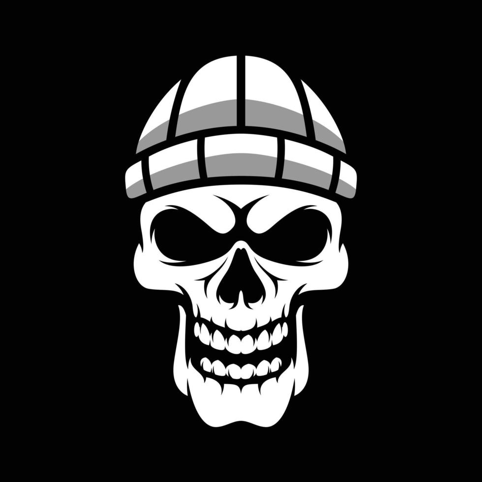 Skull Black and White Mascot Design vector