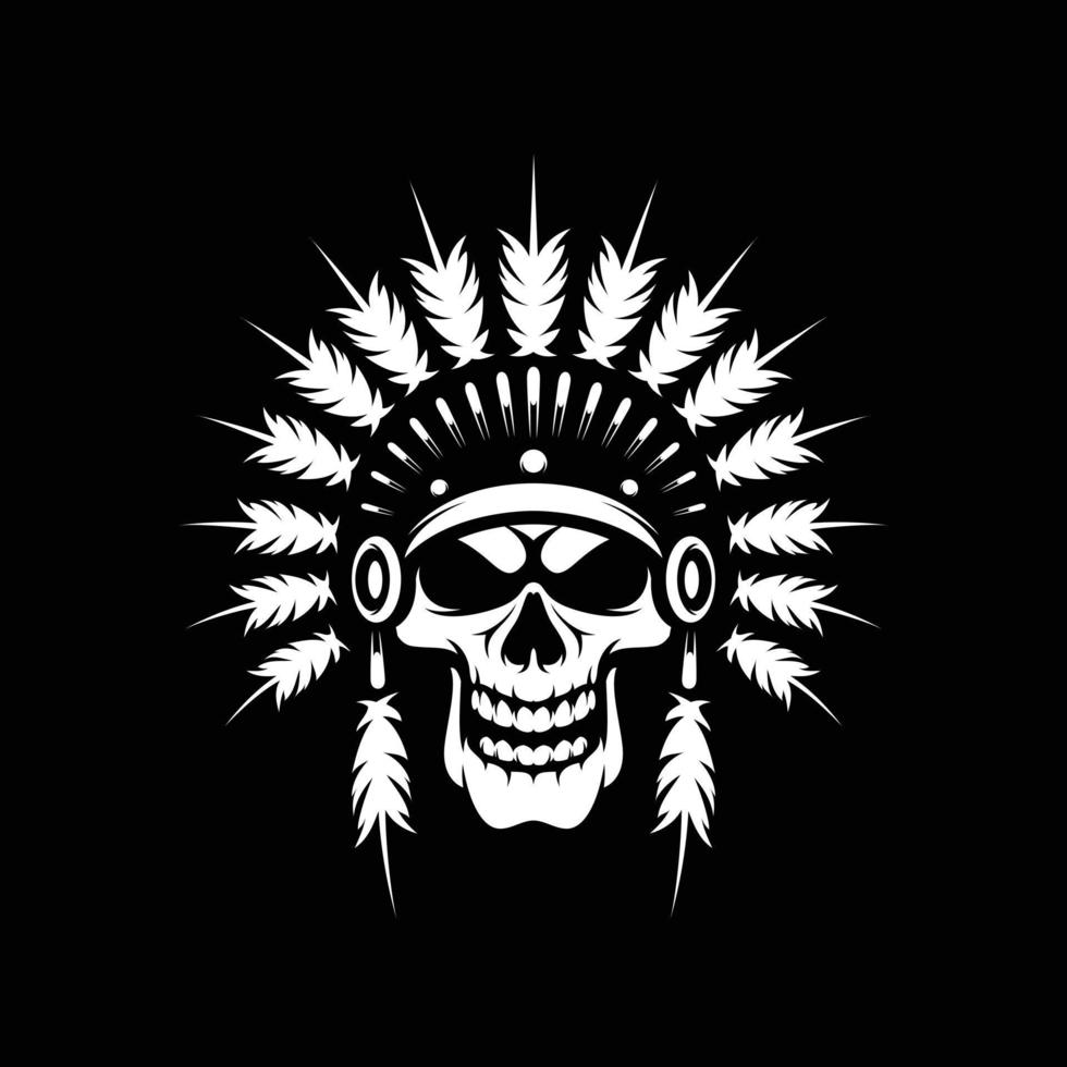 Skull Black and White Mascot Design vector
