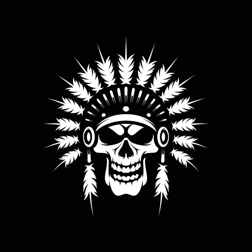 Skull Black and White Mascot Design vector