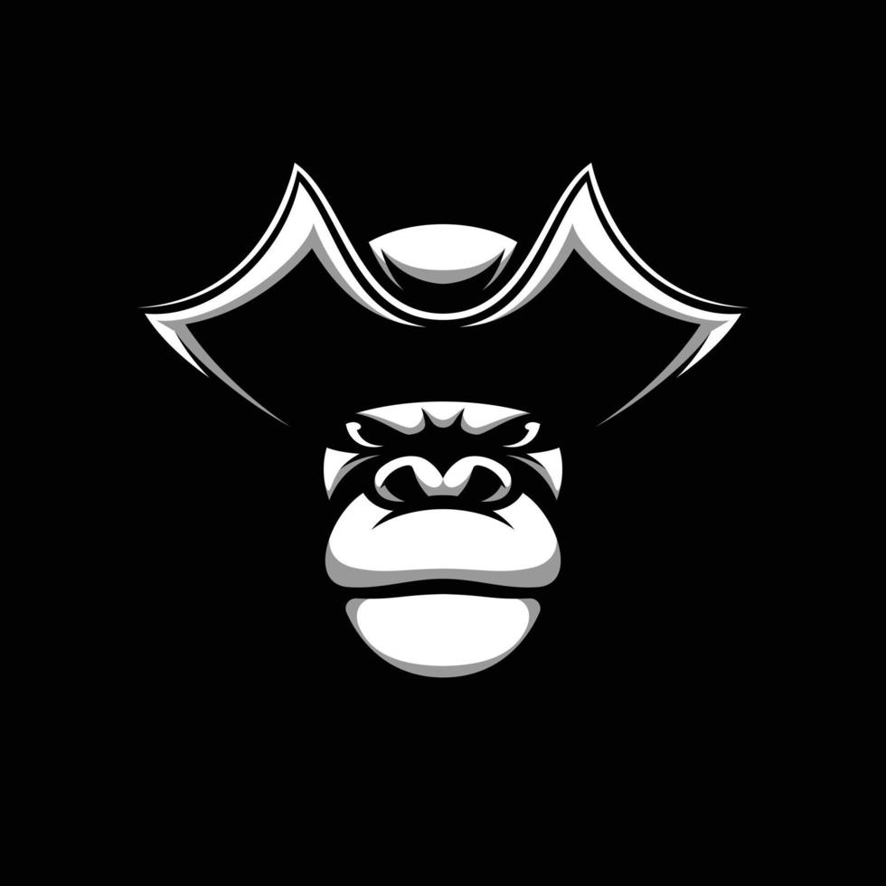 Gorilla Black and White Mascot Design vector