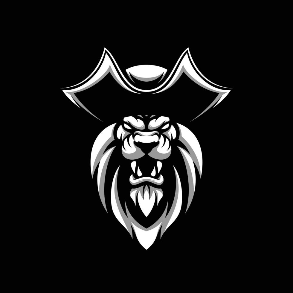 león negro y blanco mascota diseño vector