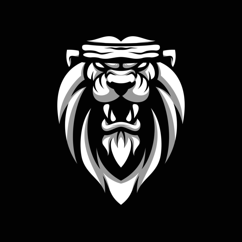 Lion Black and White Mascot Design vector