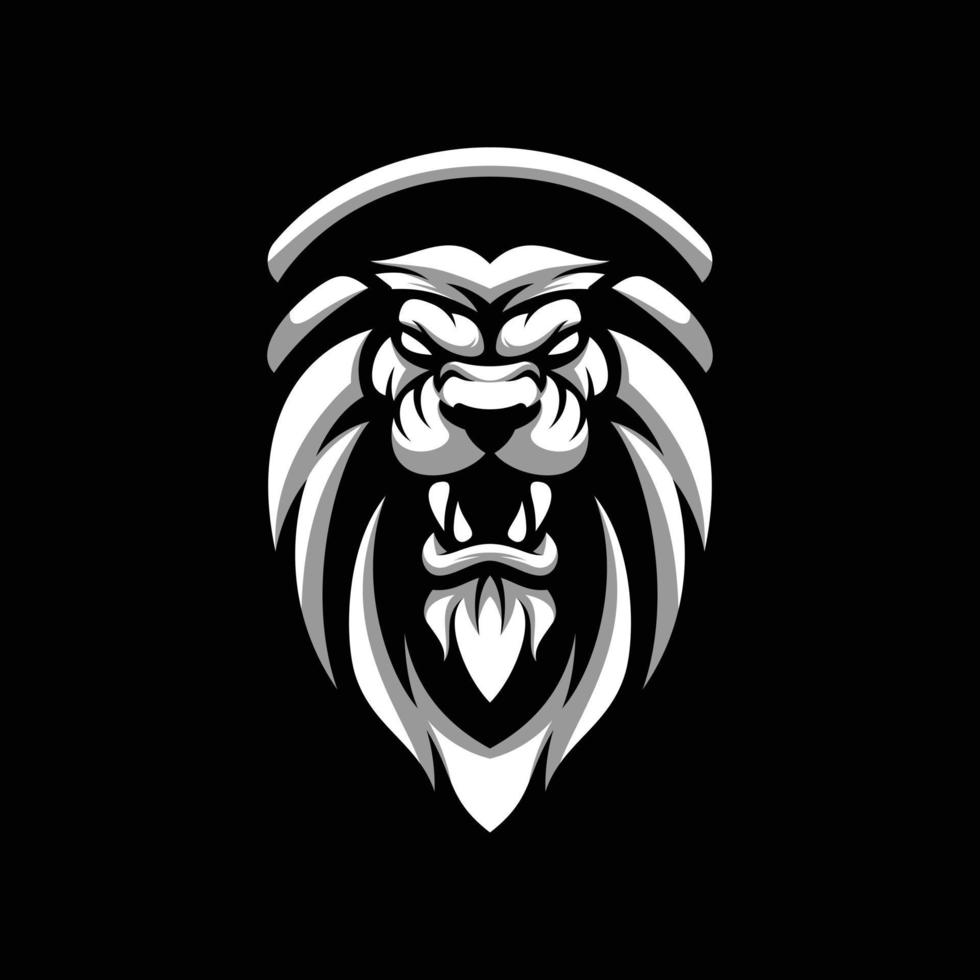 Lion Black and White Mascot Design vector