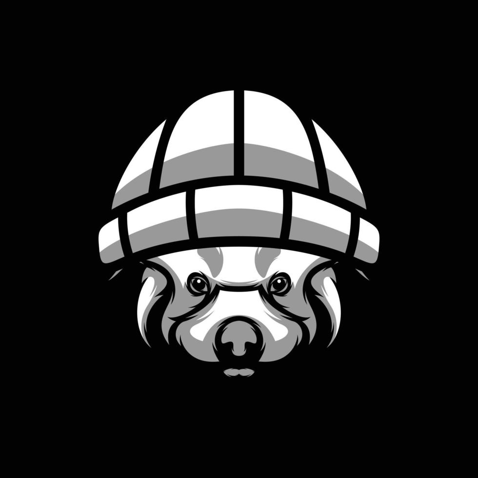 Red Panda Black and White Mascot Design vector
