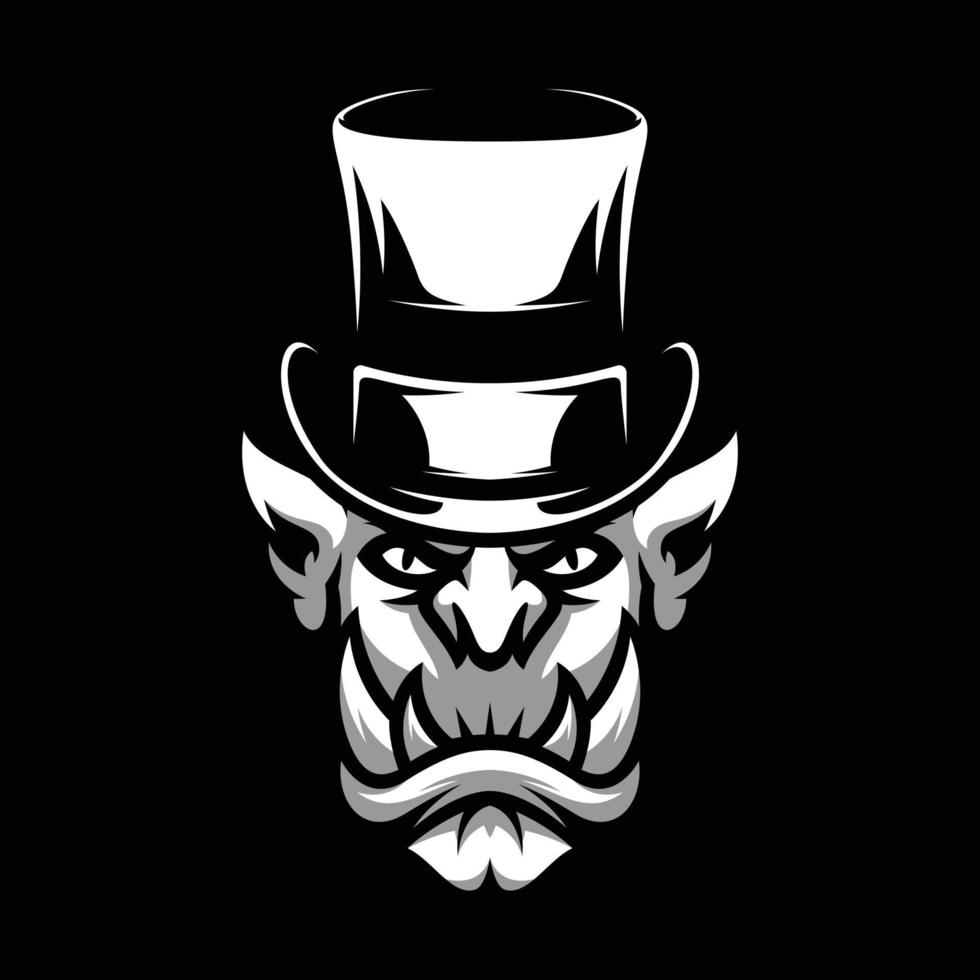 Ogre Top Hat Mascot Design Vector