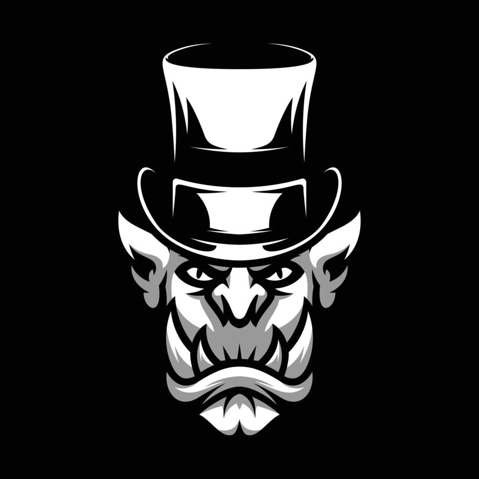 Ogre Top Hat Mascot Design Vector