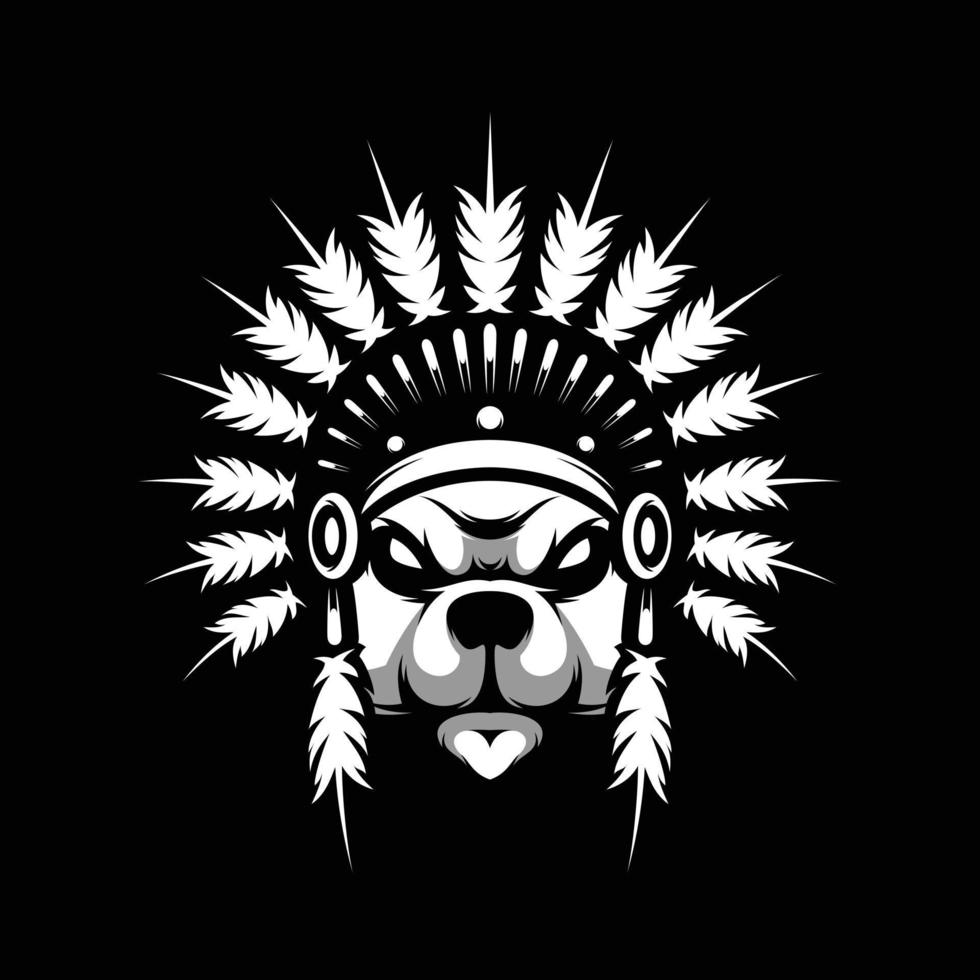Bear Apache Black and White Mascot Design vector