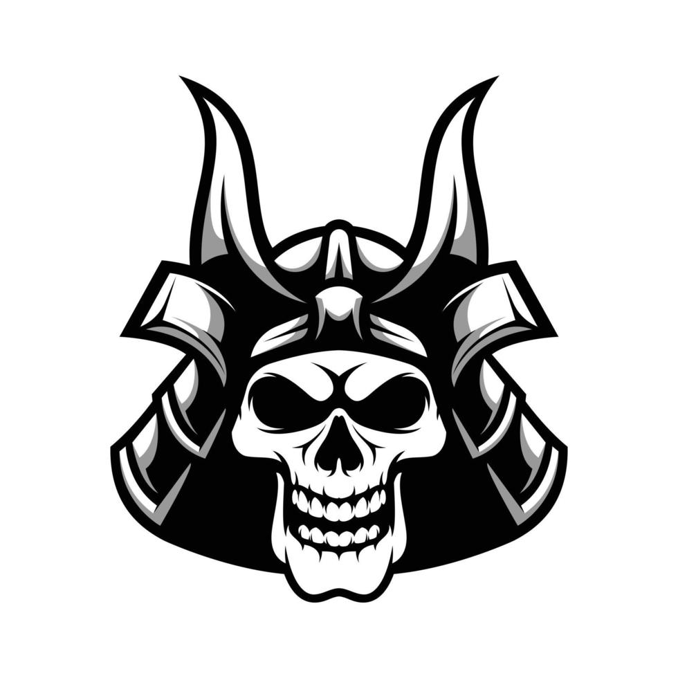 Skull Black and White Mascot Design vector