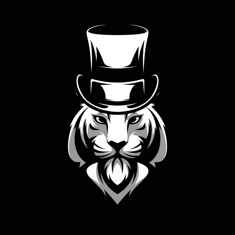 Tiger Tophat Mascot Logo Design vector