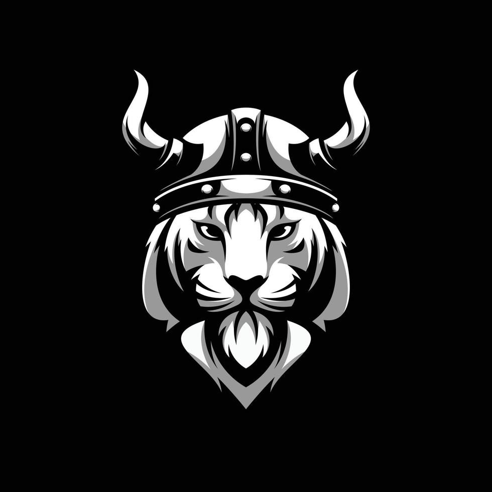 Tigre vikingo mascota logo diseño vector