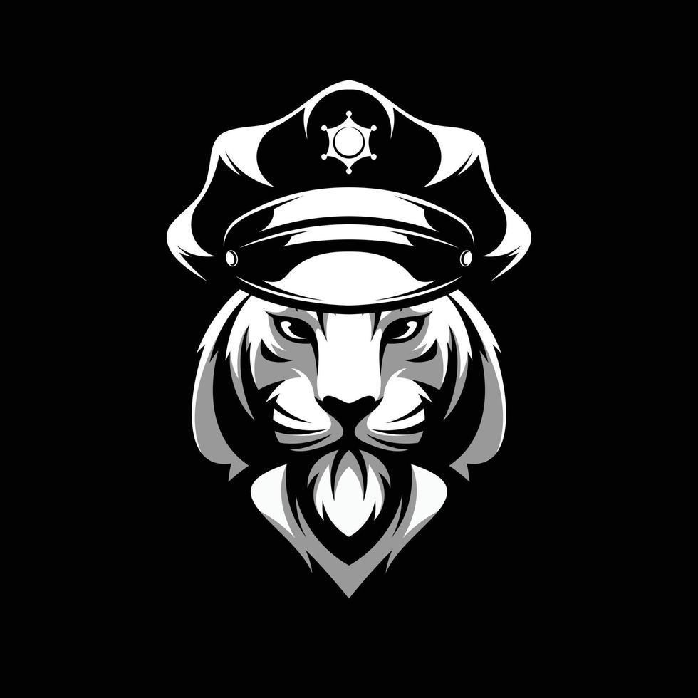 Tigre policía mascota logo diseño vector