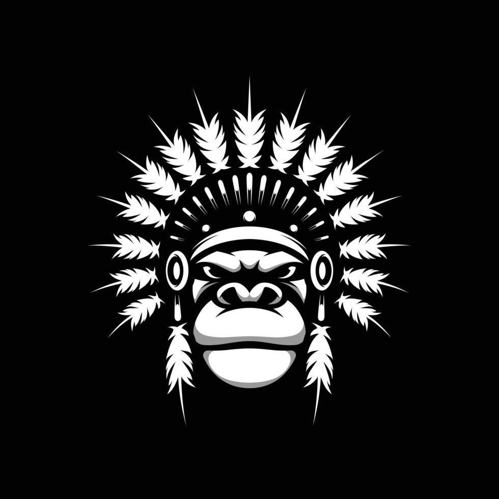 gorila negro y blanco mascota diseño vector