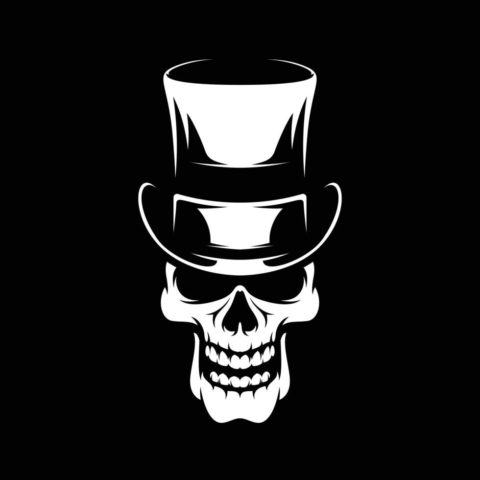 Skull Black and White Mascot Design vector