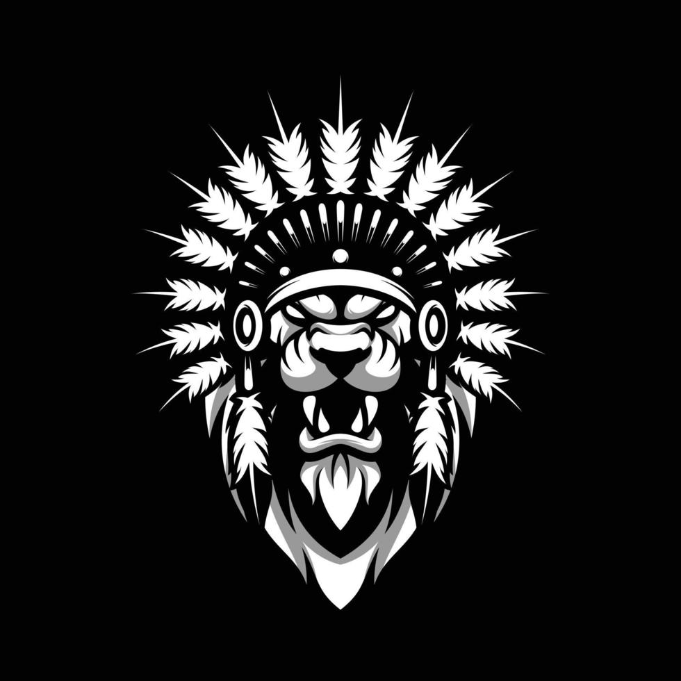 Lion Black and White Mascot Design vector