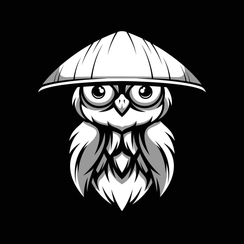 Owl Black and White Mascot Design vector