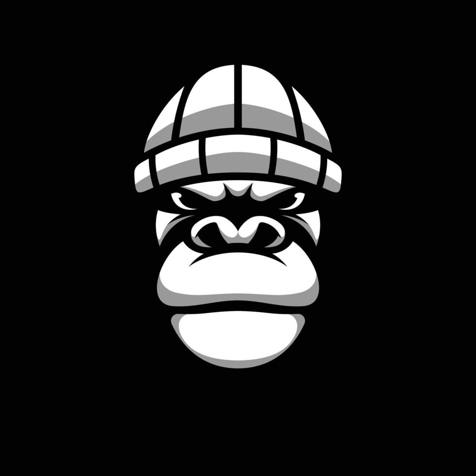gorila negro y blanco mascota diseño vector