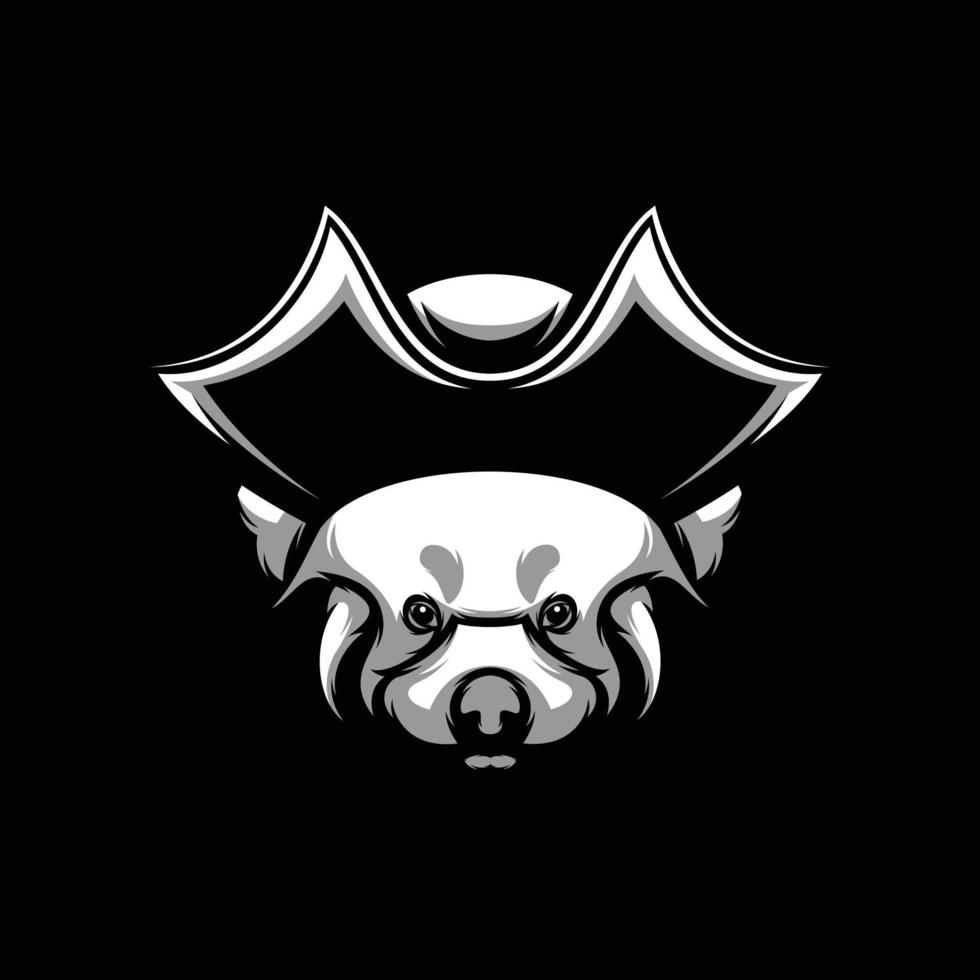 Red Panda Black and White Mascot Design vector