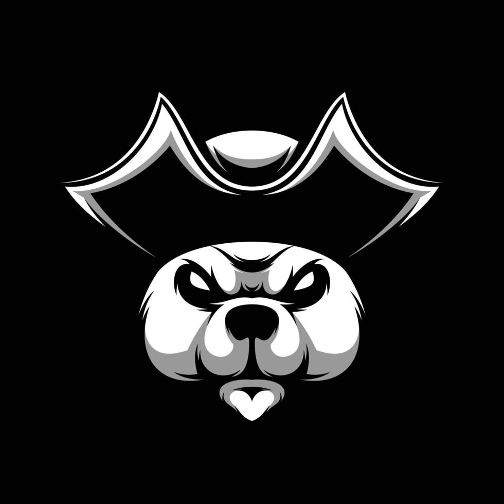 Bear Pirates Black and White Mascot Design vector
