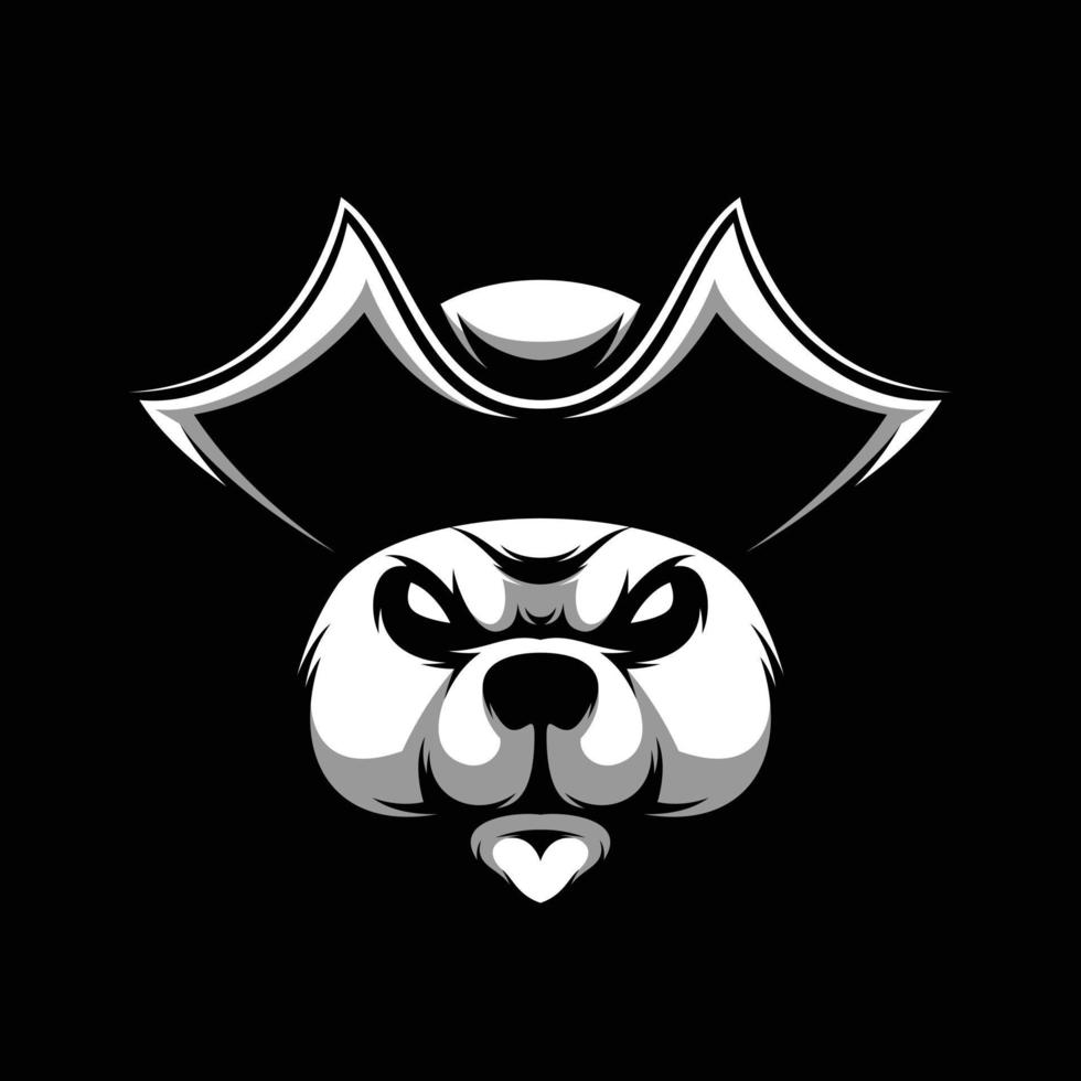 oso piratas negro y blanco mascota diseño vector