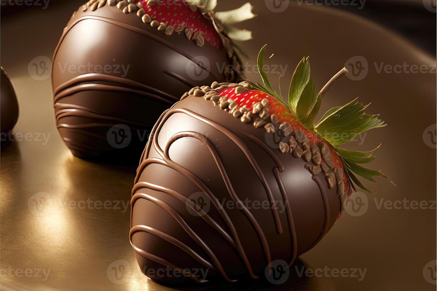 ai generado chocolate cubierto fresas dulce trata para San Valentín día. foto