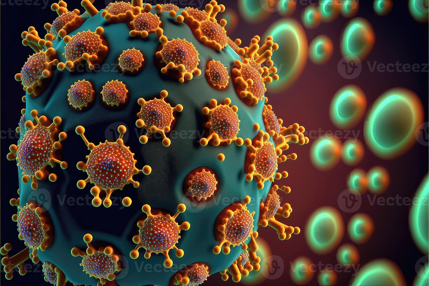 Medical illustration of Monkeypox virus abstract background. photo