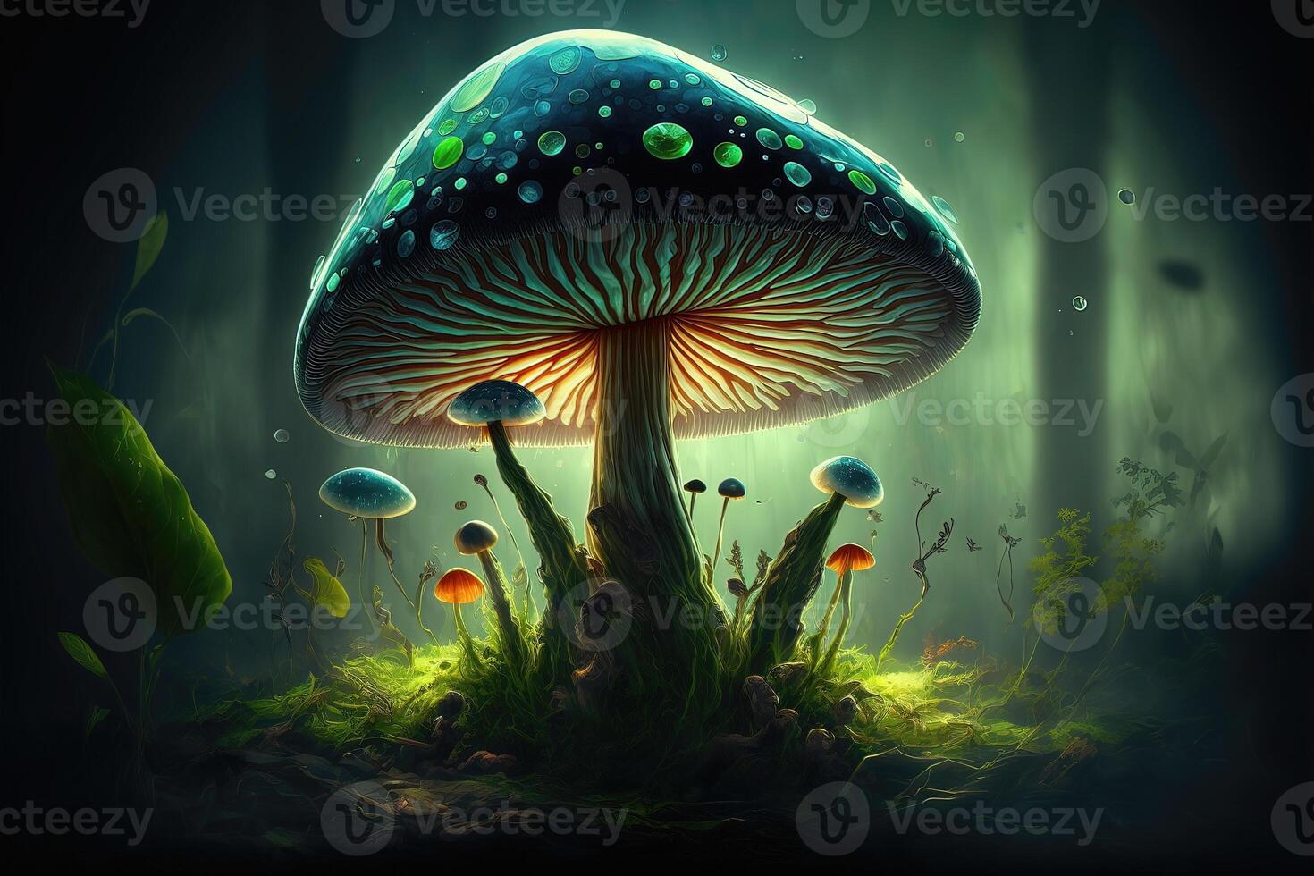 Fantasy mushroom wallpaper in the forest. 21781528 Stock Photo at Vecteezy