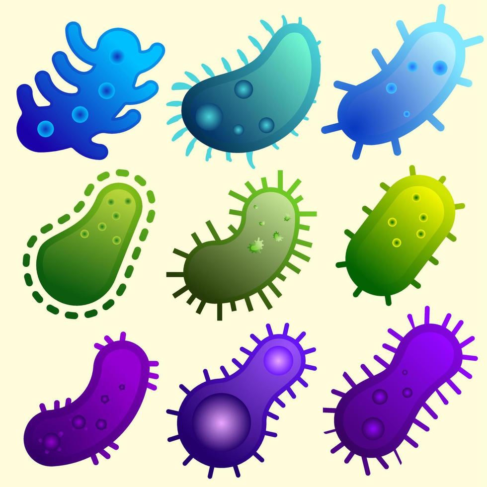 Bacteria vector illustration set. Bacterias icon for illustration of coronavirus, pandemic, outbreak or quarantine. Germ illustration for design regarding covid, infection, virus, germ and illness