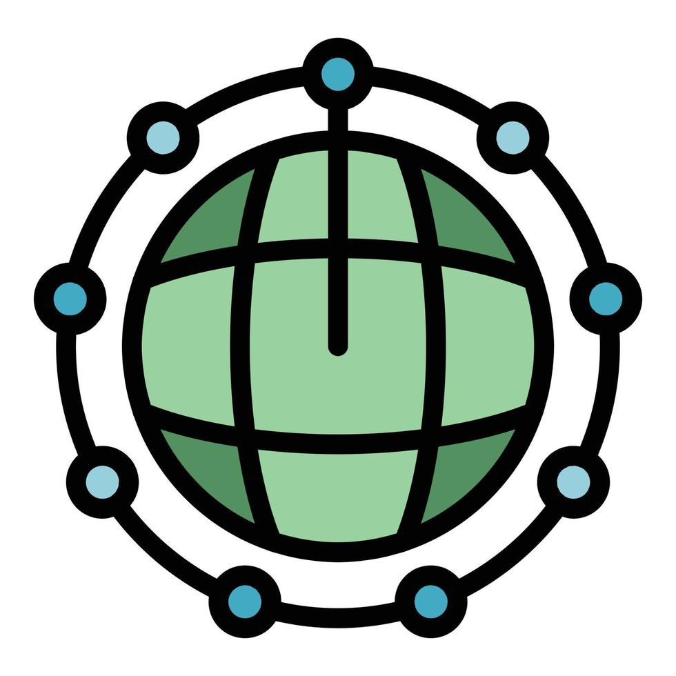 Global network blockchain icon vector flat