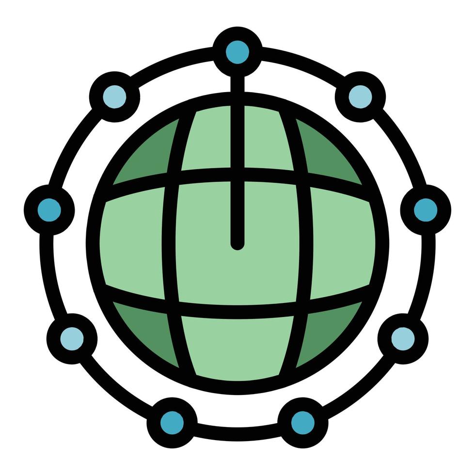 Global network blockchain icon vector flat