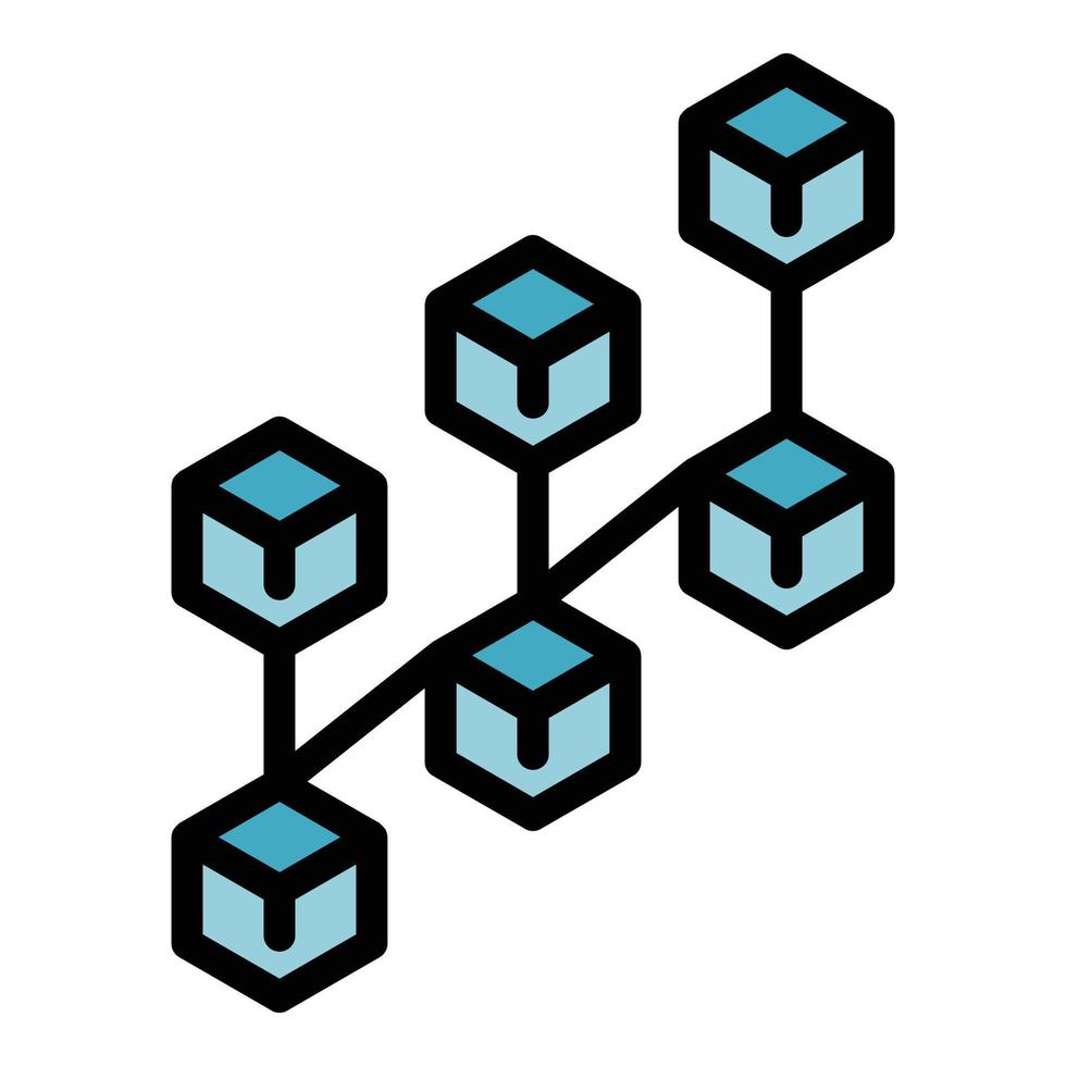 Blocks chain network icon vector flat