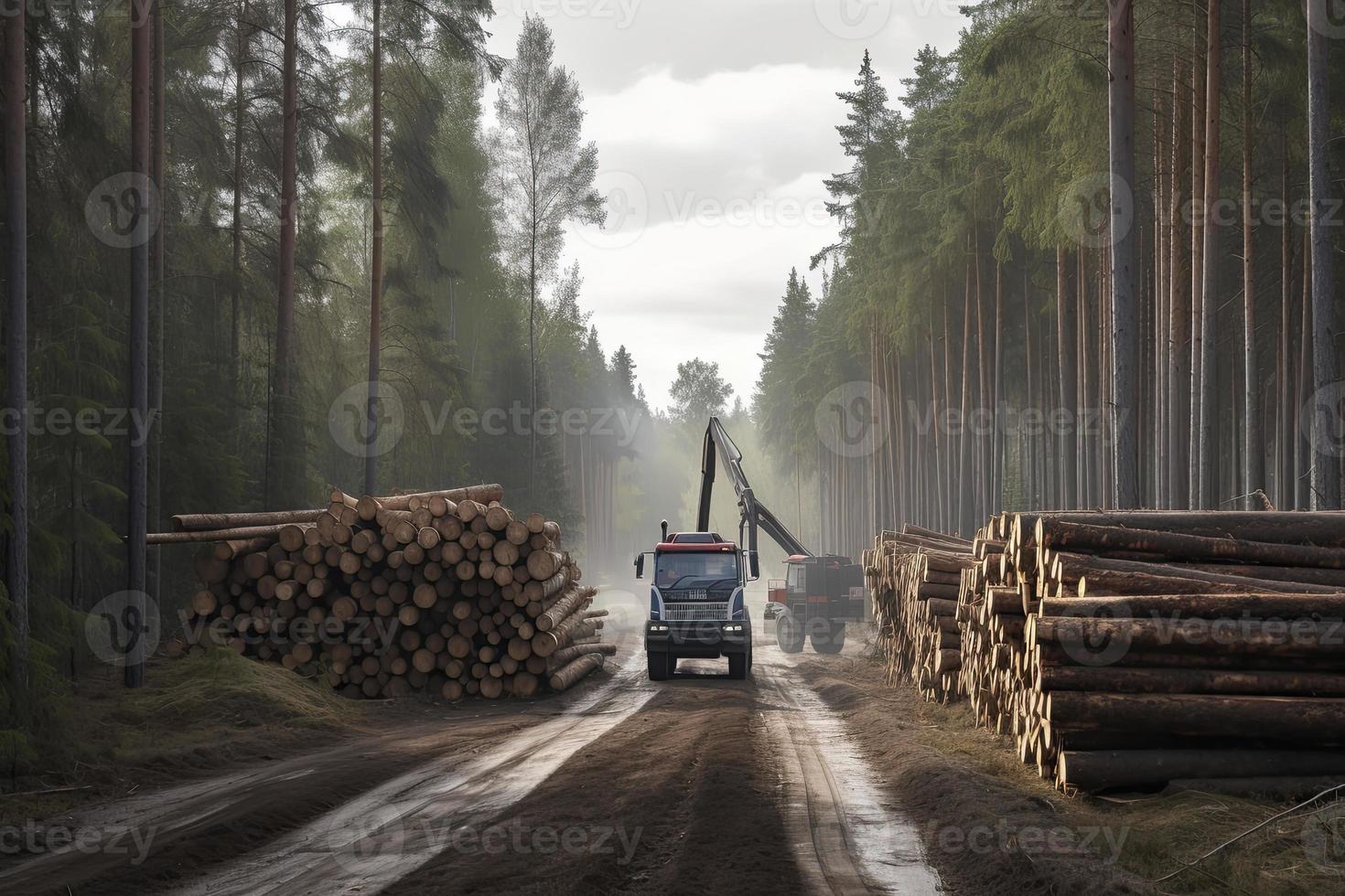Forest industry timber wood harvesting Finland 21782205 Stock Photo at