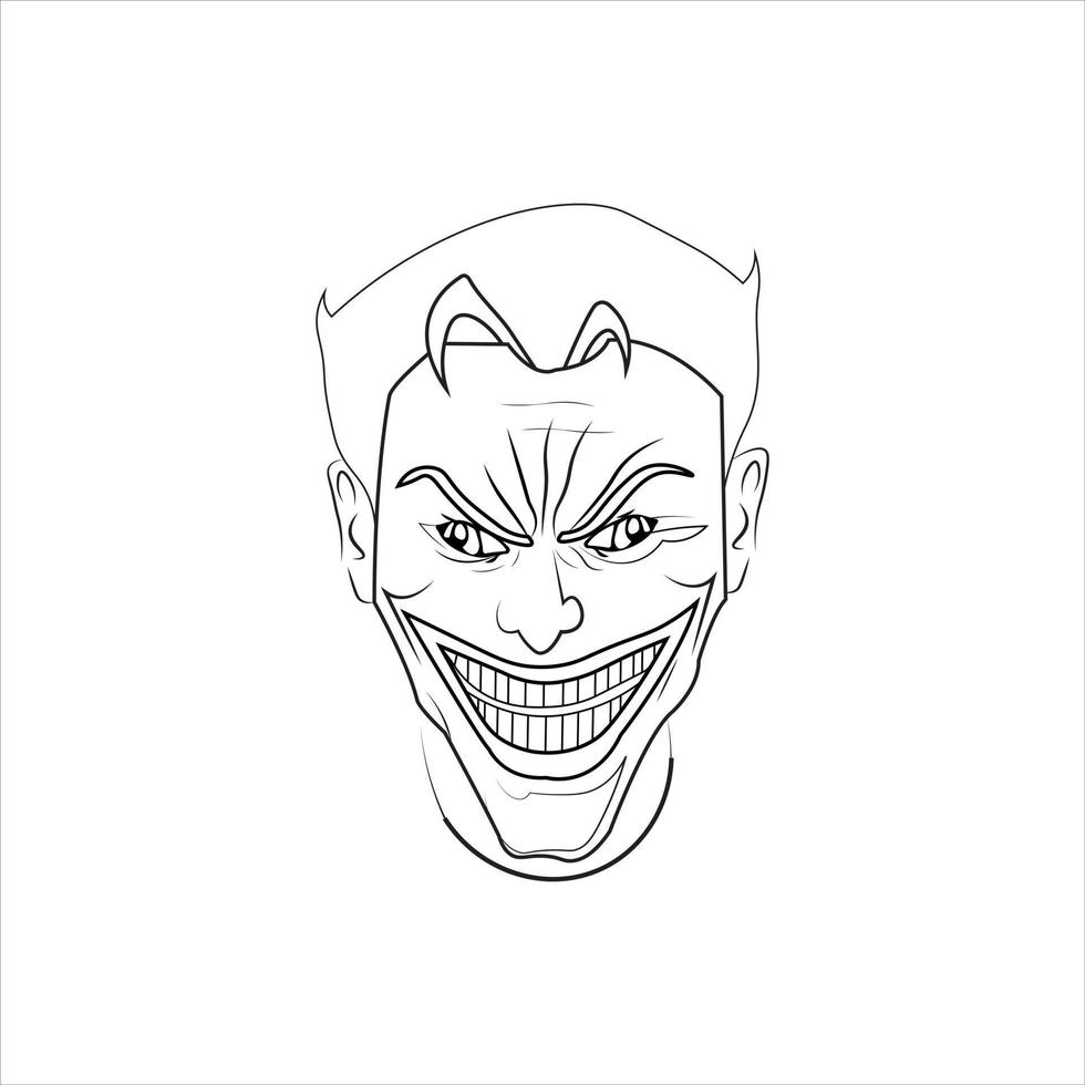 bufón cara vector gracioso sonrisa de miedo ilustración loco payaso personaje máscara icono logo firmar símbolo diseño contorno gráfico vector Arte aislado negro blanco antecedentes.