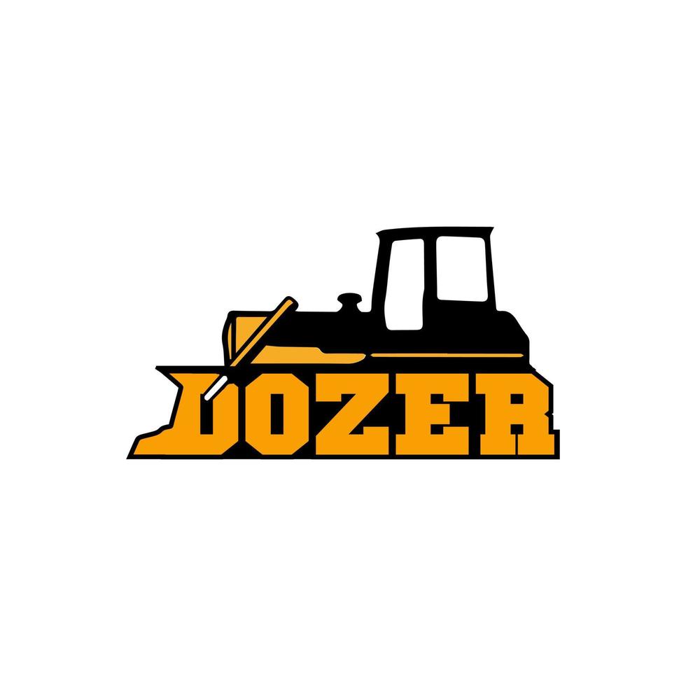 Construction, bulldozer heavy equipment logo vector