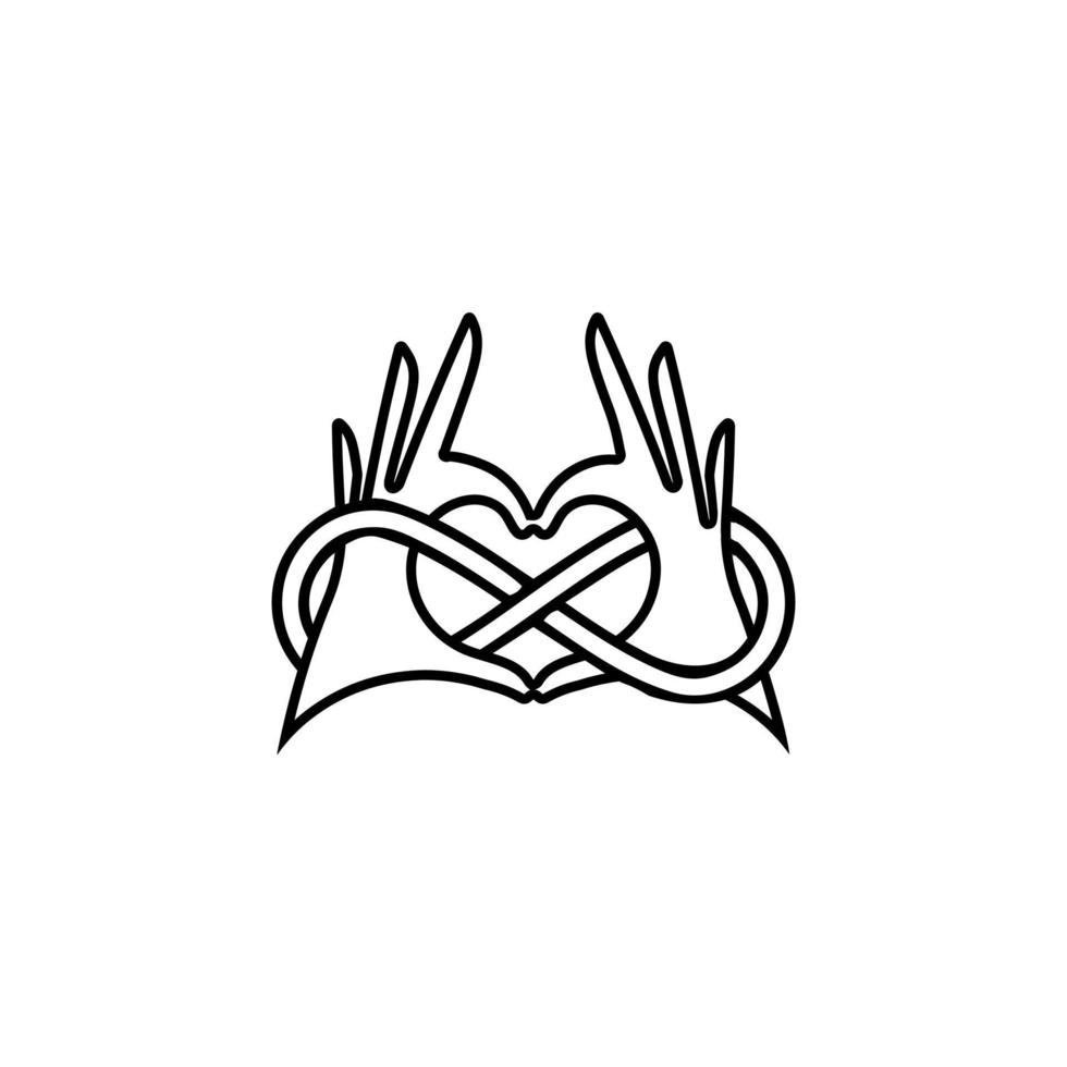 Hands making or formatting a heart symbol icon Infinity love vector