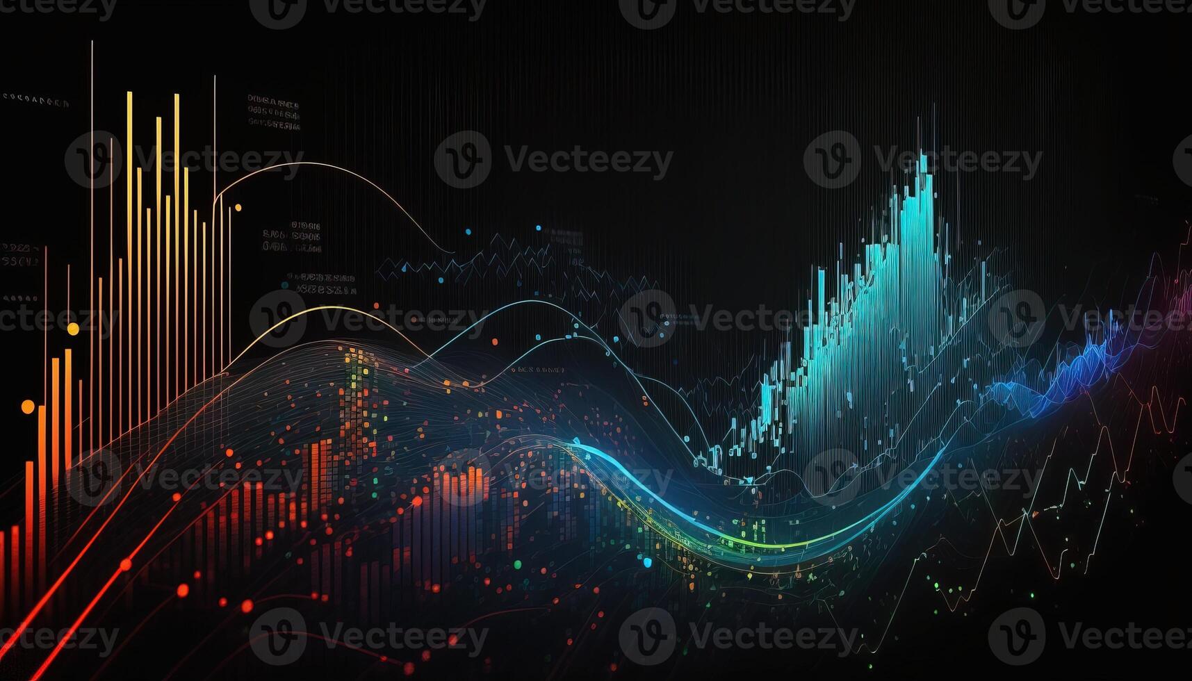 generativo ai, valores mercado gráfico líneas, financiero grafico en tecnología resumen antecedentes representar financiero crisis, financiero fusión de un reactor. tecnología concepto, comercio mercado concepto. foto