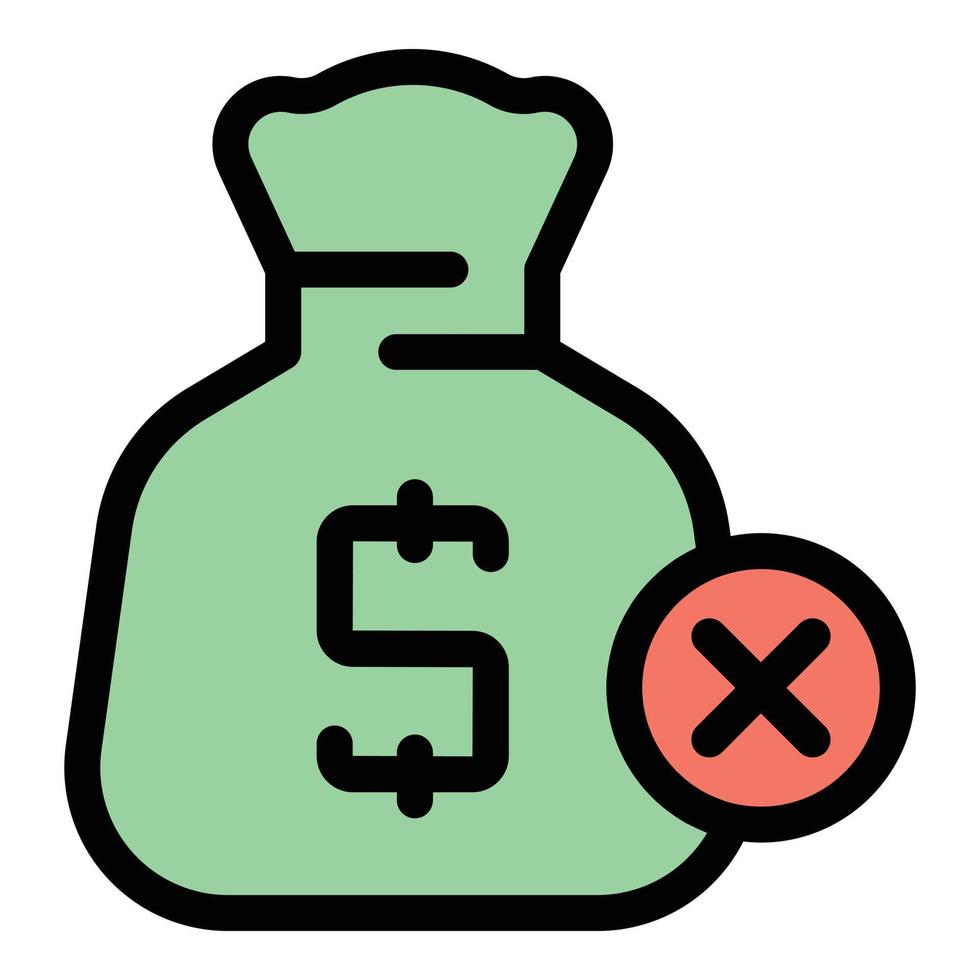 Money bag payment cancellation icon vector flat