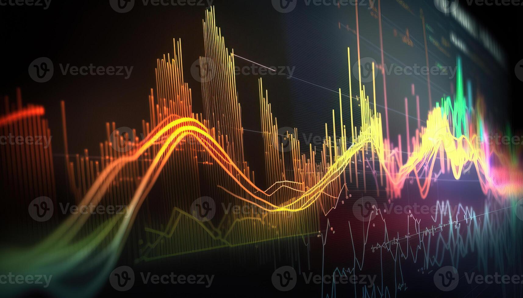 , stock market chart lines, financial graph on technology abstract background represent financial crisis, financial meltdown. Technology concept, trading market concept. photo