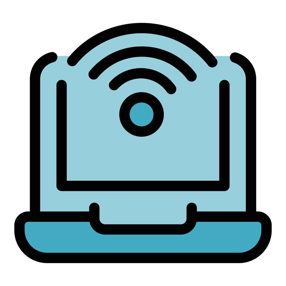 Laptop wifi icon vector flat